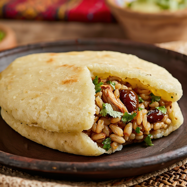 Arepa Machboos: Fusión Venezolana-Bahreiní con Pollo Especiado y Arroz