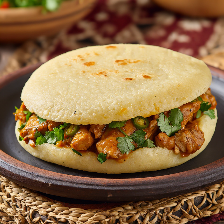 Arepa de Pollo Bhuna al Estilo Bangladesh