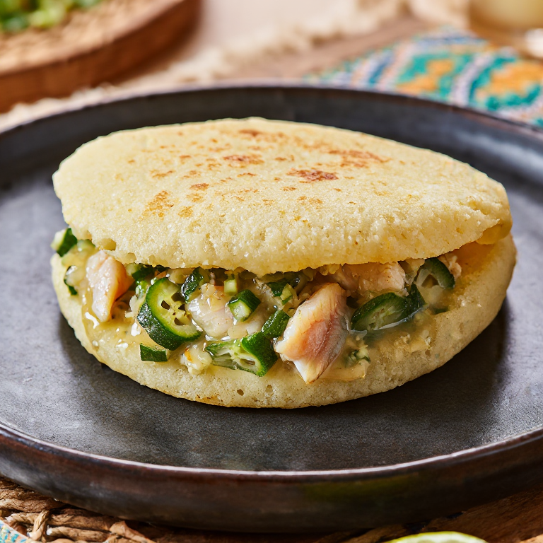 Arepa de Pescado Volador con Toque de Cou-Cou (Barbados)