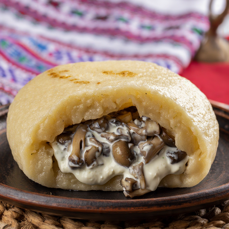 Arepa de Draniki Bielorrusa con Champiñones y Crema Agria