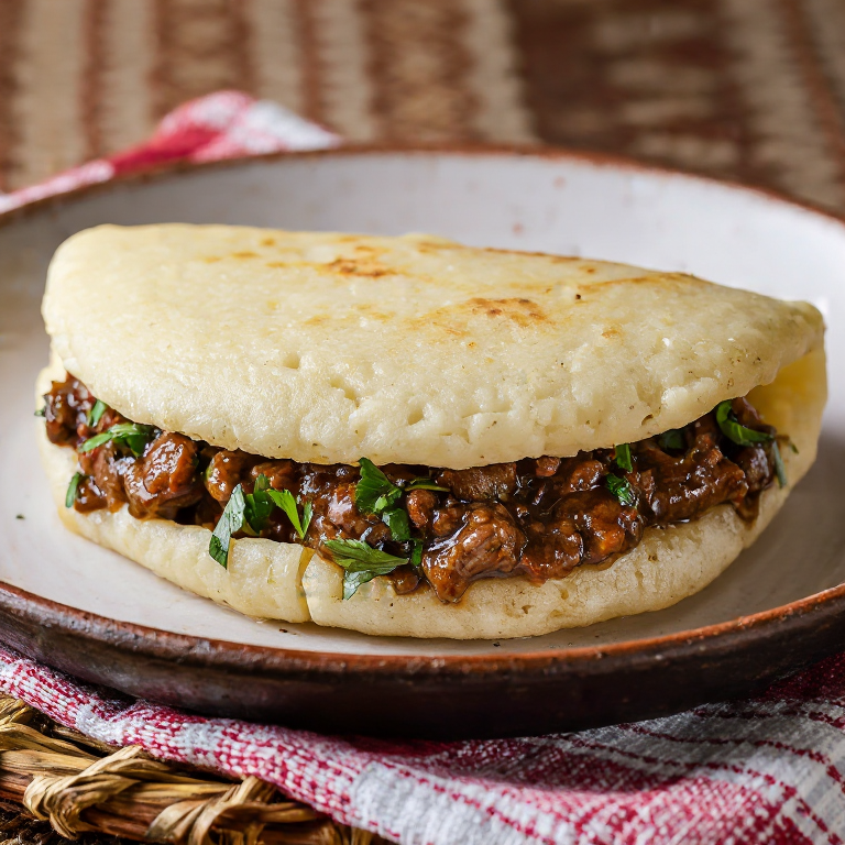 Arepa de Carbonade Flamande (Estofado Belga con Cerveza)