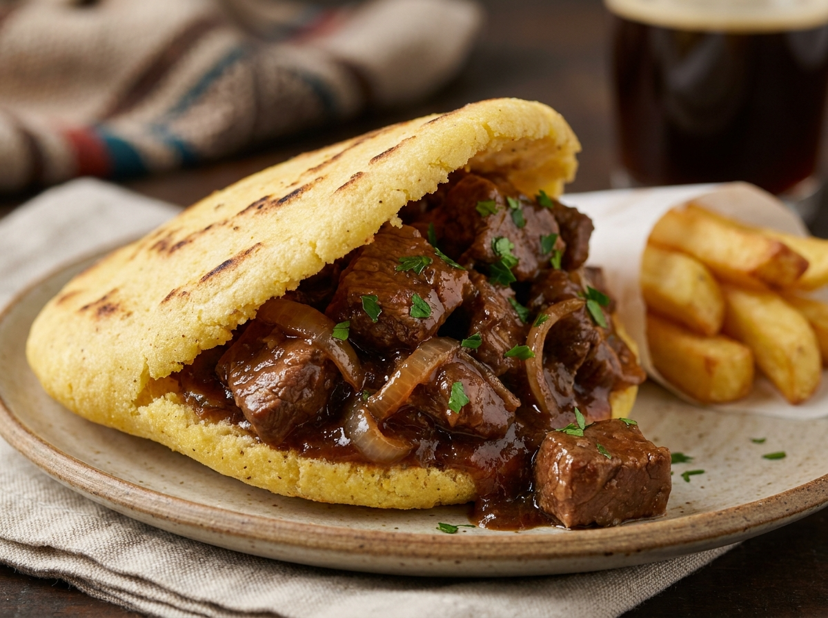 Arepa de Carbonade Flamande: La Fusión Belga y Venezolana
