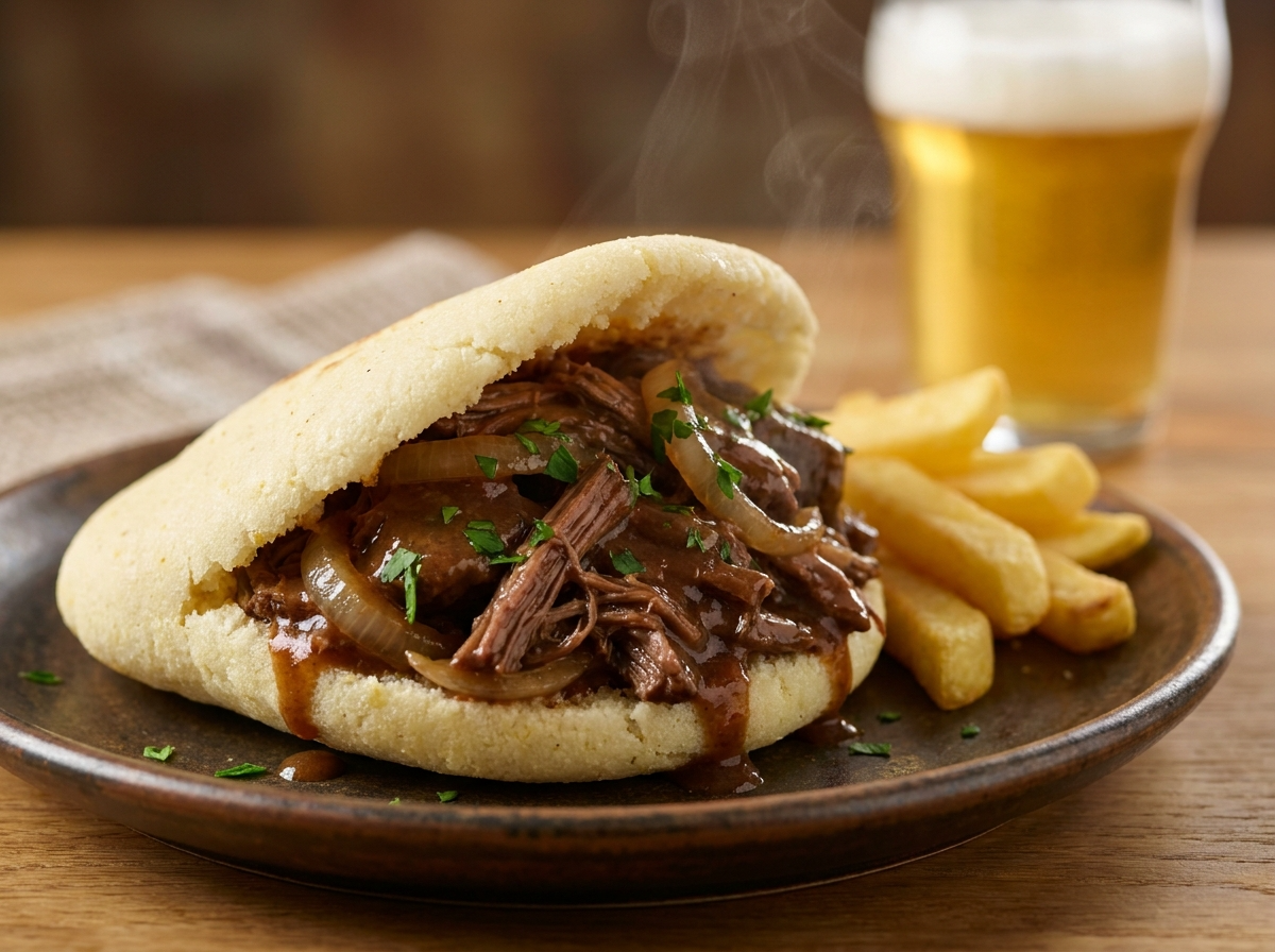 Arepa de Stoofvlees (Estofado Flamenco de Res)