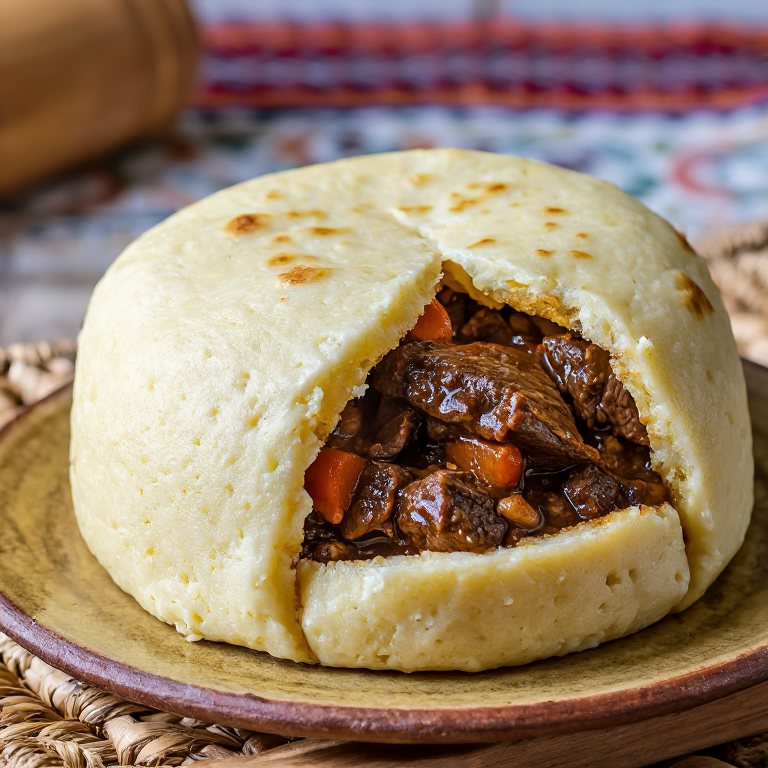 Arepas Rellenas de Estofado Belga (Stoofvlees)