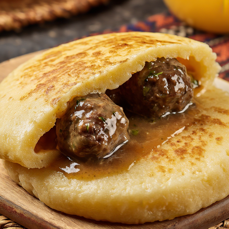 Arepa de Boulets à la Liégeoise (Albóndigas con Salsa Agridulce de Lieja)