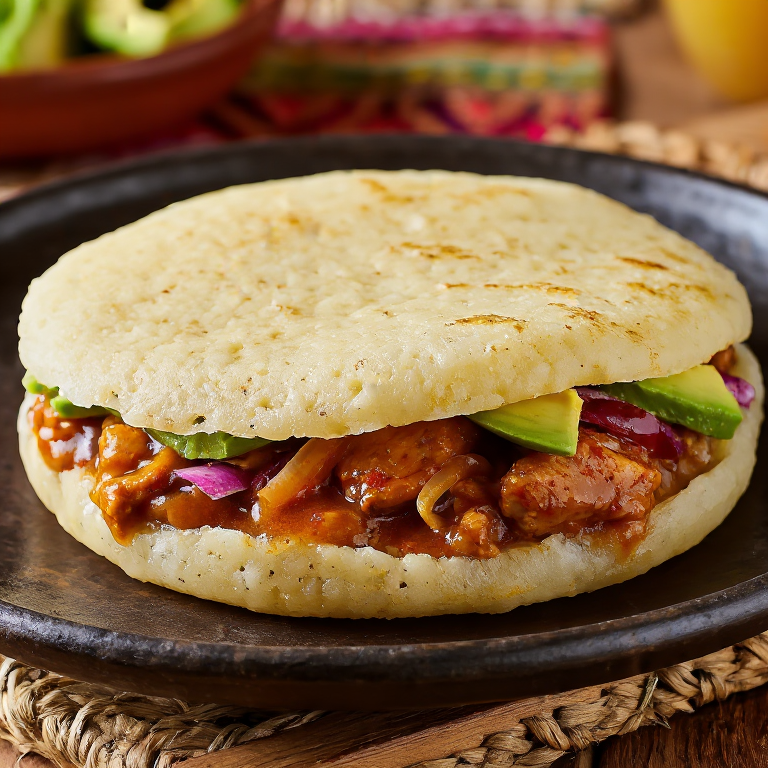 Arepa Rellena de Pollo Guisado al Estilo Beliceño