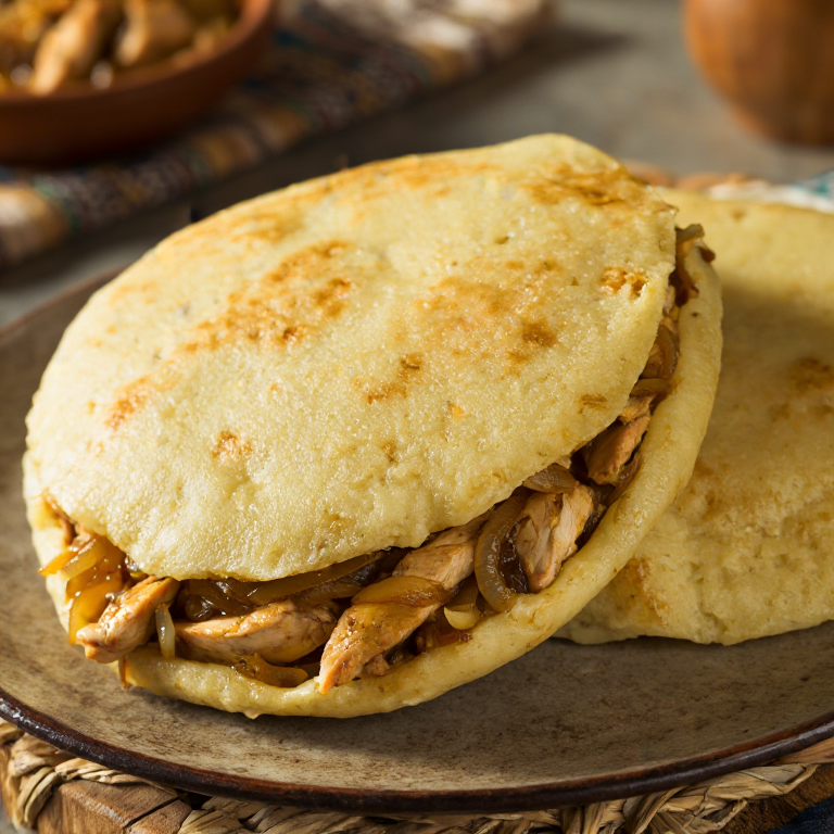 Arepa de Akassa con Pollo Yassa