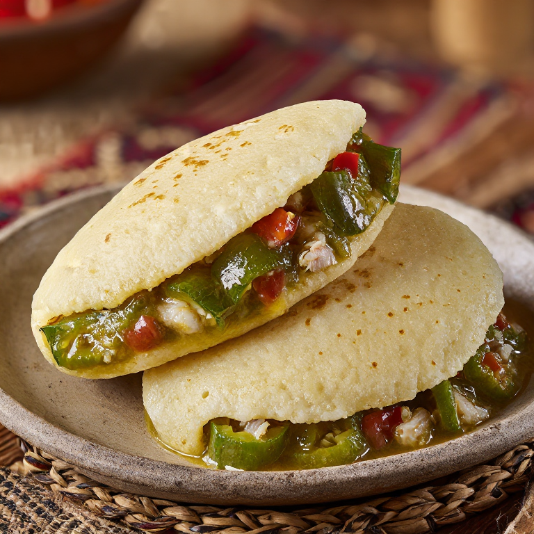 Arepa de Guiso de Okra y Pescado (Sauce Gombo)