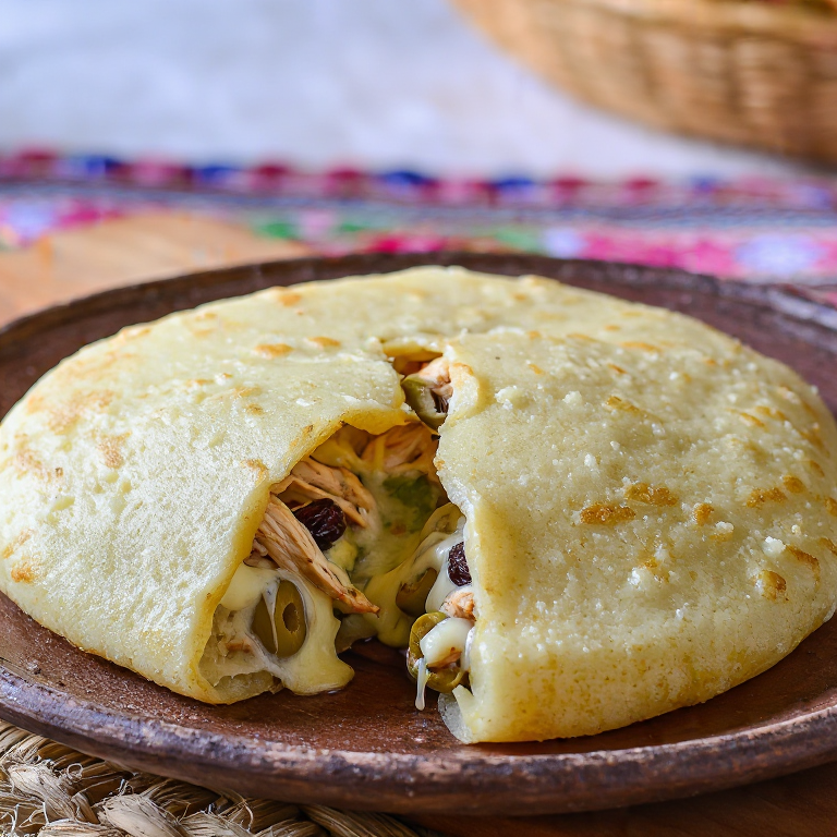 Arepa de Keshi Yena (Arepa Rellena al Estilo de Bonaire)