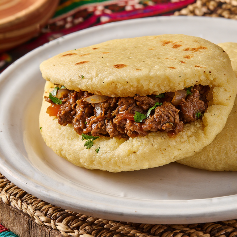 Arepa Seswaa: Arepa rellena de carne desmenuzada estilo Botswana