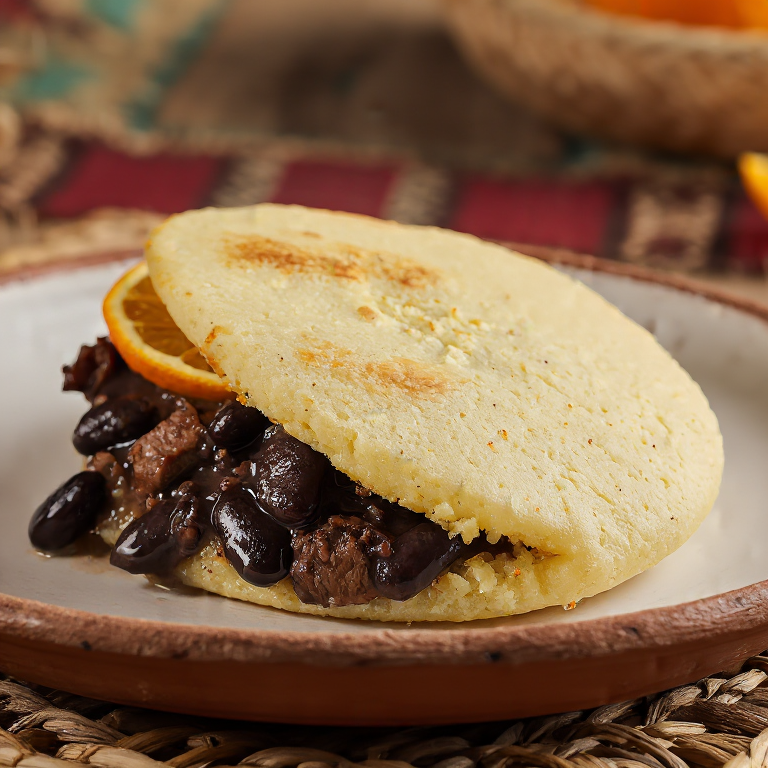 Arepa de Feijoada (Brazilian Black Bean & Pork Stuffed Arepa)