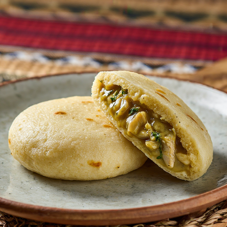 Arepa de Estofado de Pollo con Maní (Fusión Burkina Faso)