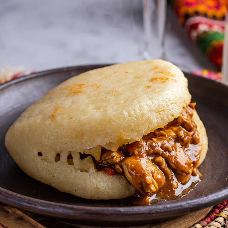 Arepa Rellena de Boko Boko (Estofado de Pollo Burundés)
