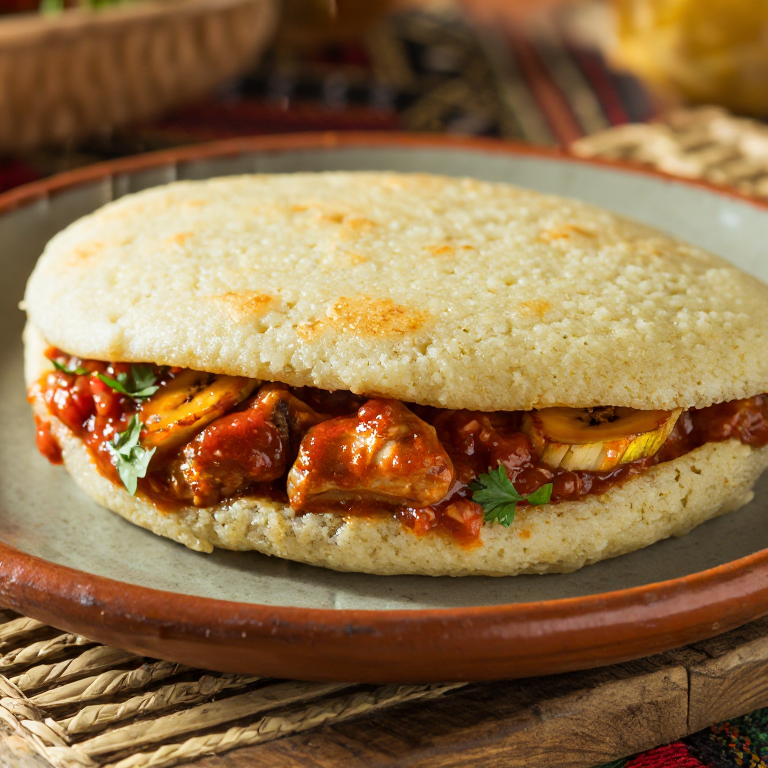 Arepa de Poulet DG (Arepa Rellena de Pollo y Plátanos Fritos)