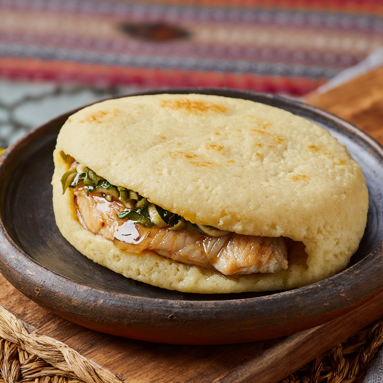 Arepa de Percha Glaseada al Arce (Brock Maple Glazed Perch Arepa)