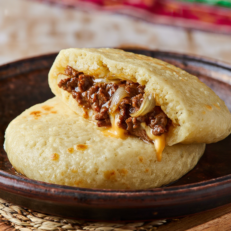 Arepa Calgary: Arepa Rellena de Carne y Cheddar