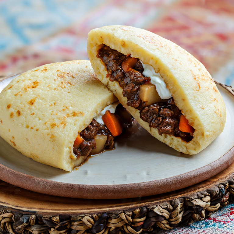 Arepa de Estofado de Bisonte de Alberta