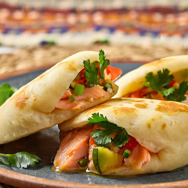 Arepa de Salmón a la Parrilla con Salsa de Frutas del Okanagan