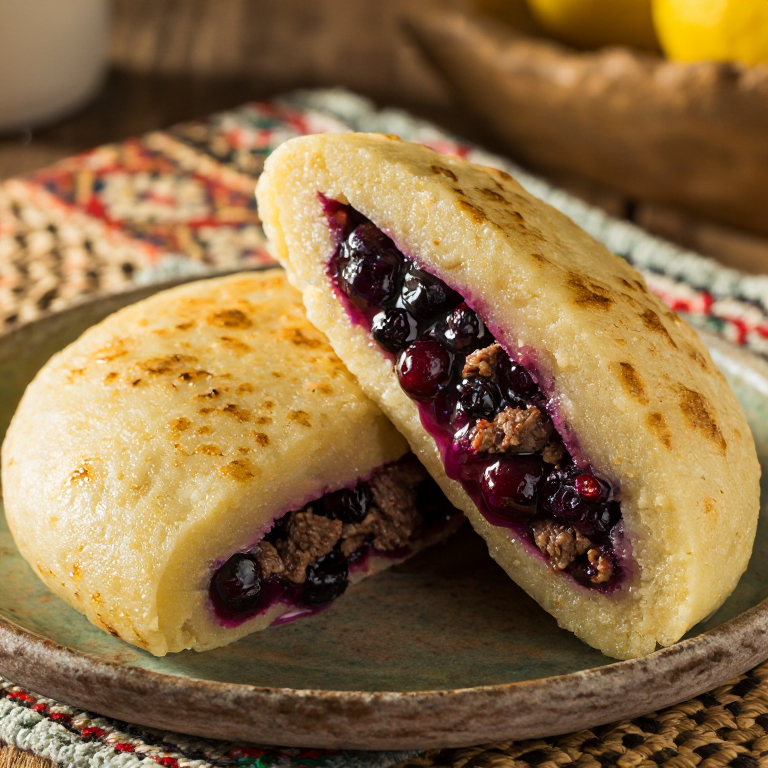 Arepa de Bisonte y Chutney de Saskatoon Berry