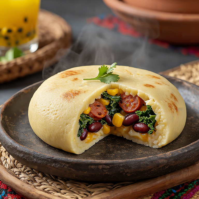 Arepa de Cachupa (Cape Verdean Stew Stuffed Arepa)