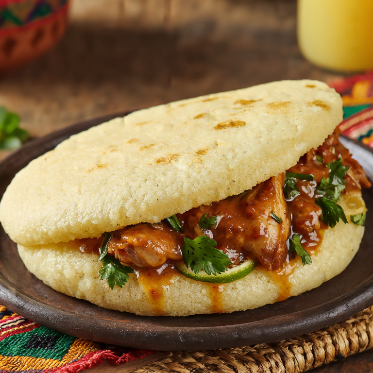 Arepa de Kanda (Estofado de Pollo con Maní)