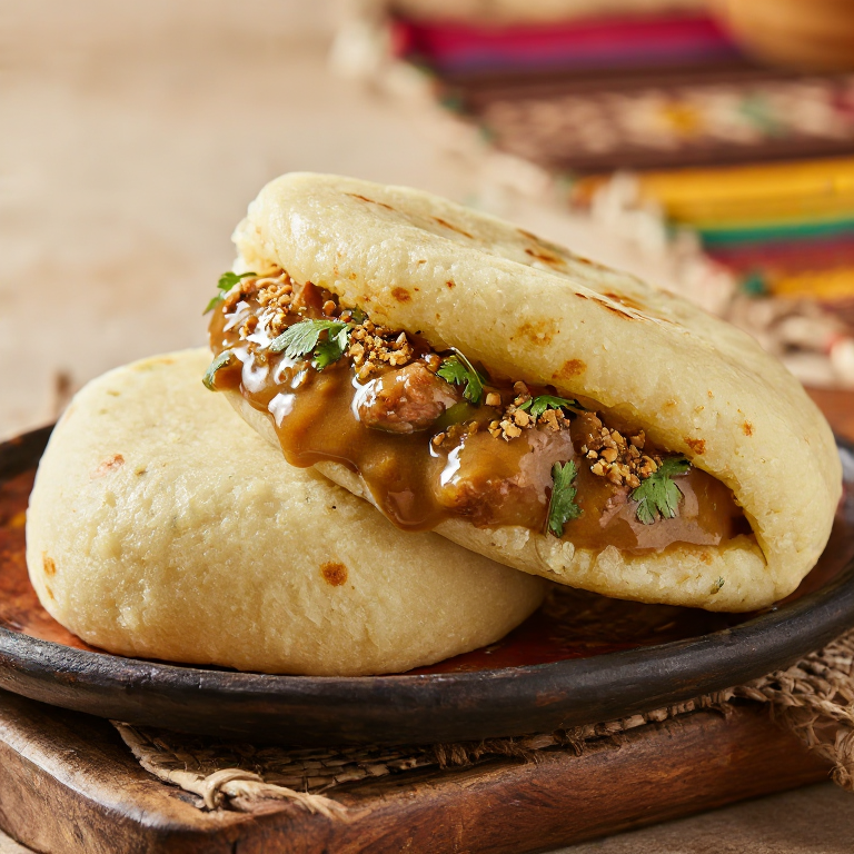 Arepa Rellena de Kanda (Estofado de Maní al Estilo Bangui)