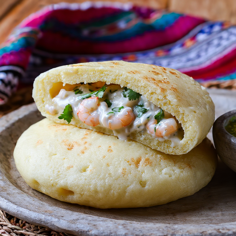 Arepa de Chupe de Mariscos (Seafood Chowder Arepa)