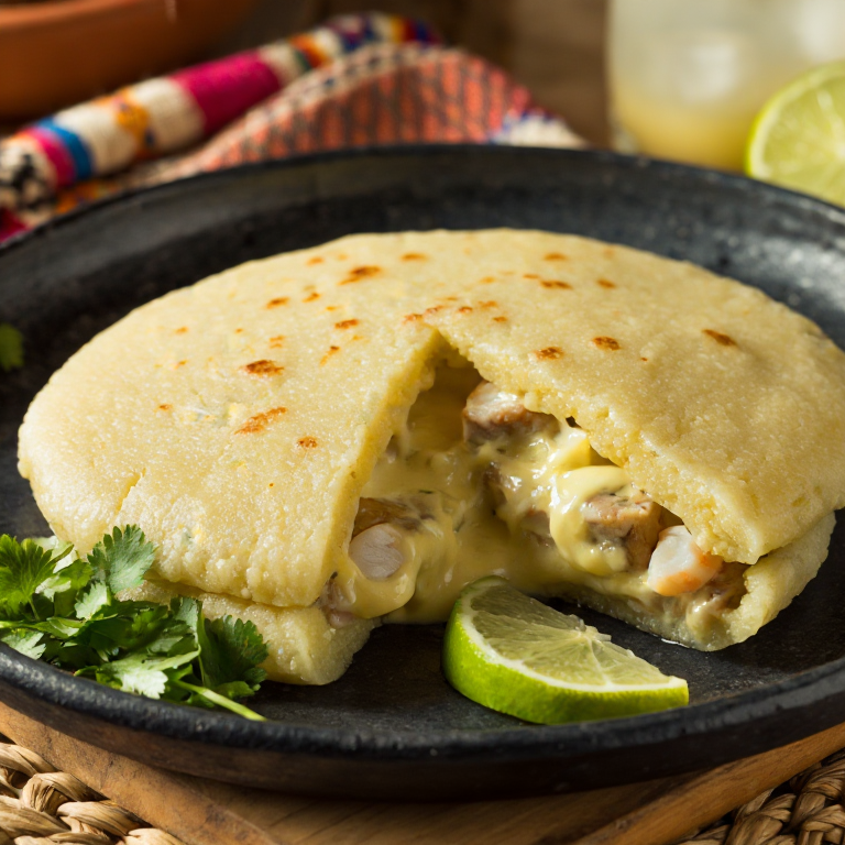 Arepa de Chupe de Locos: Fusión Chilena en un Pan de Maíz