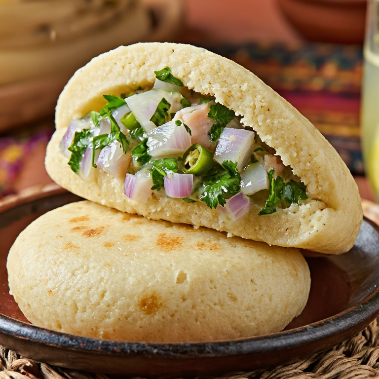 Arepa Rellena de Ceviche Chileno (Estilo Copiapó)
