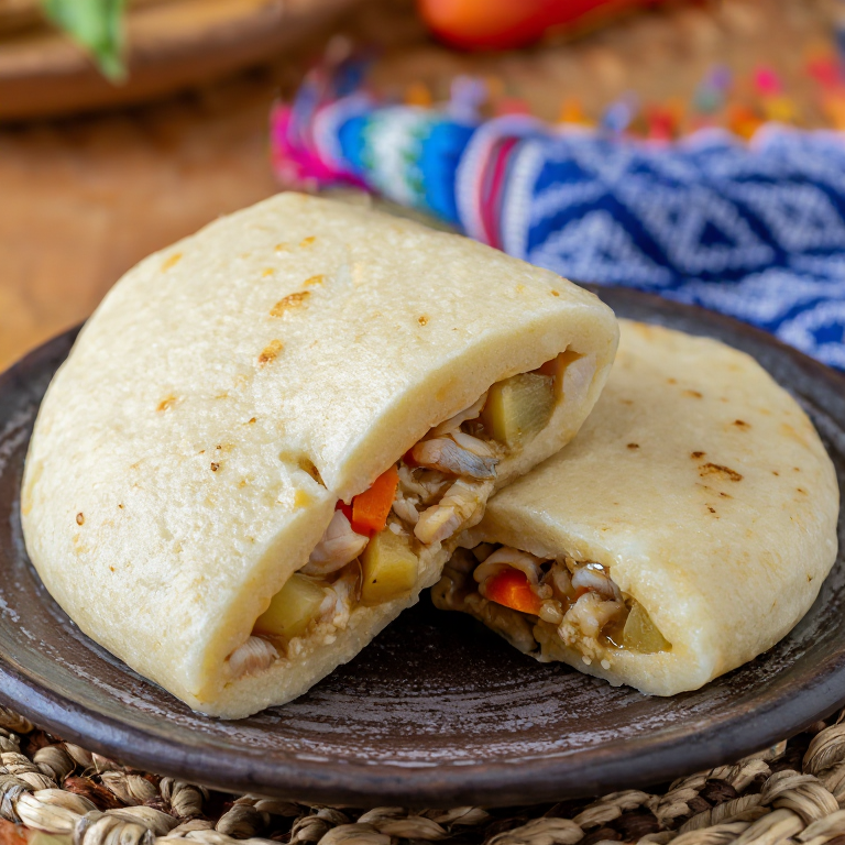 Arepa de Caldillo de Congrio (Chilean Fish Stew Arepa)
