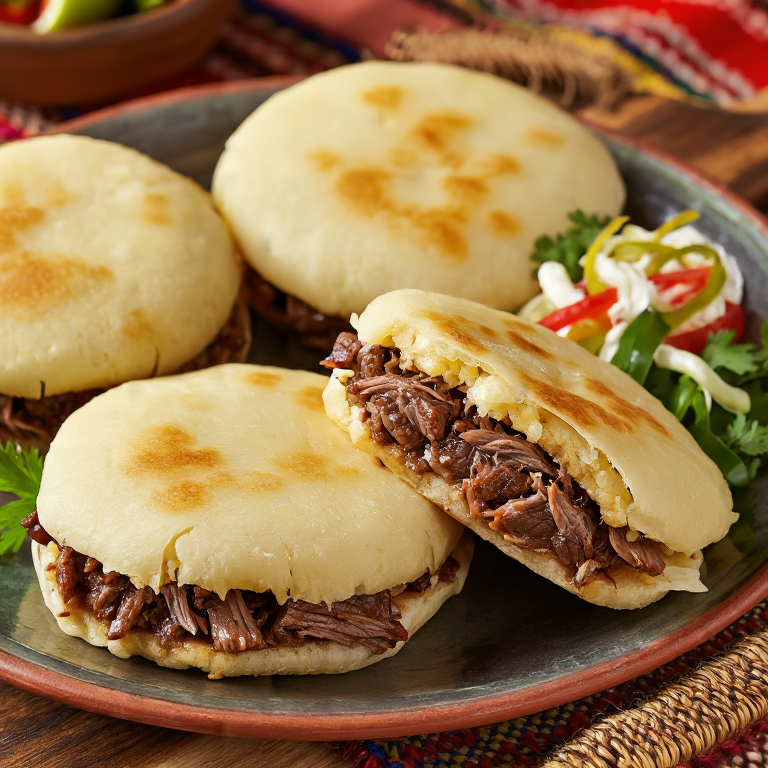 Arepa Rellena de Cazuela de Vacuno (Estilo Chileno)
