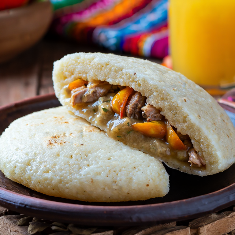 Arepa Rellena de Cazuela de Pollo