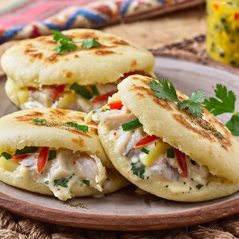 Arepa de Caldillo de Congrio (Inspiración Chilena)