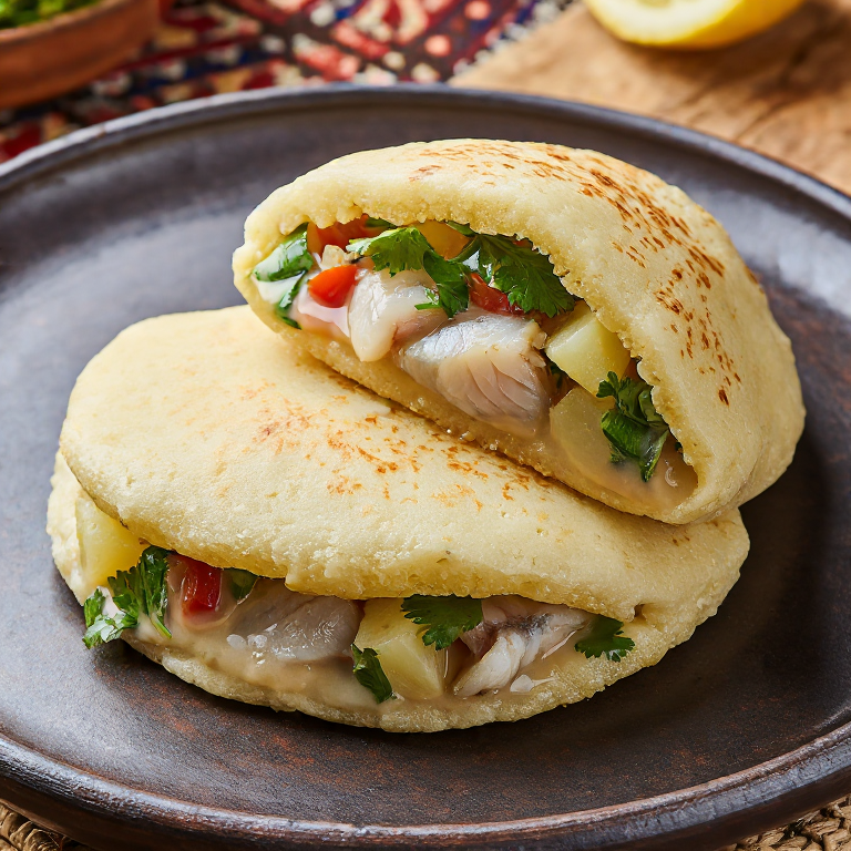 Arepa de Caldillo de Congrio