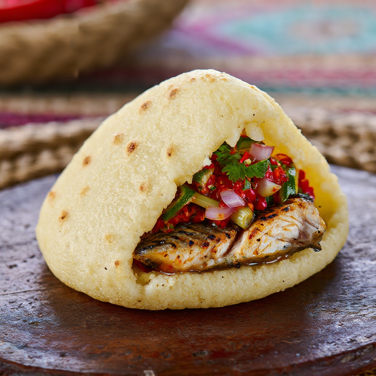 Arepa de Pescado a la Parrilla con Sambal Matah (Inspirada en Christmas Island)