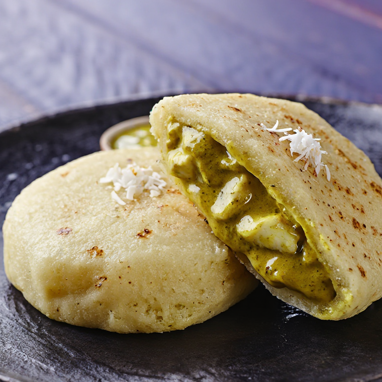 Arepa de Curry de Pescado con Coco (Inspirada en West Island)