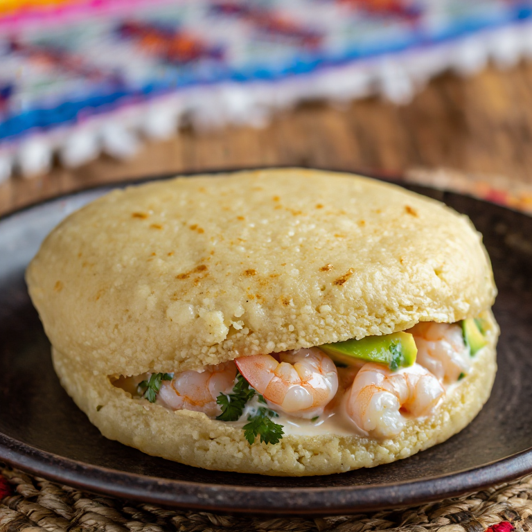 Arepa de Encocado de Camarones