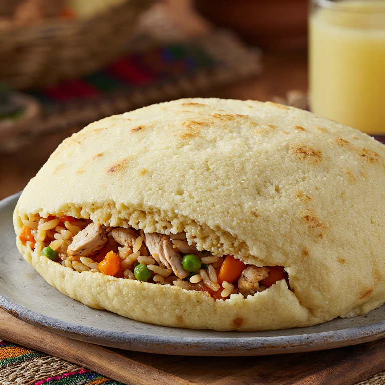 Arepa rellena de tamal huilense
