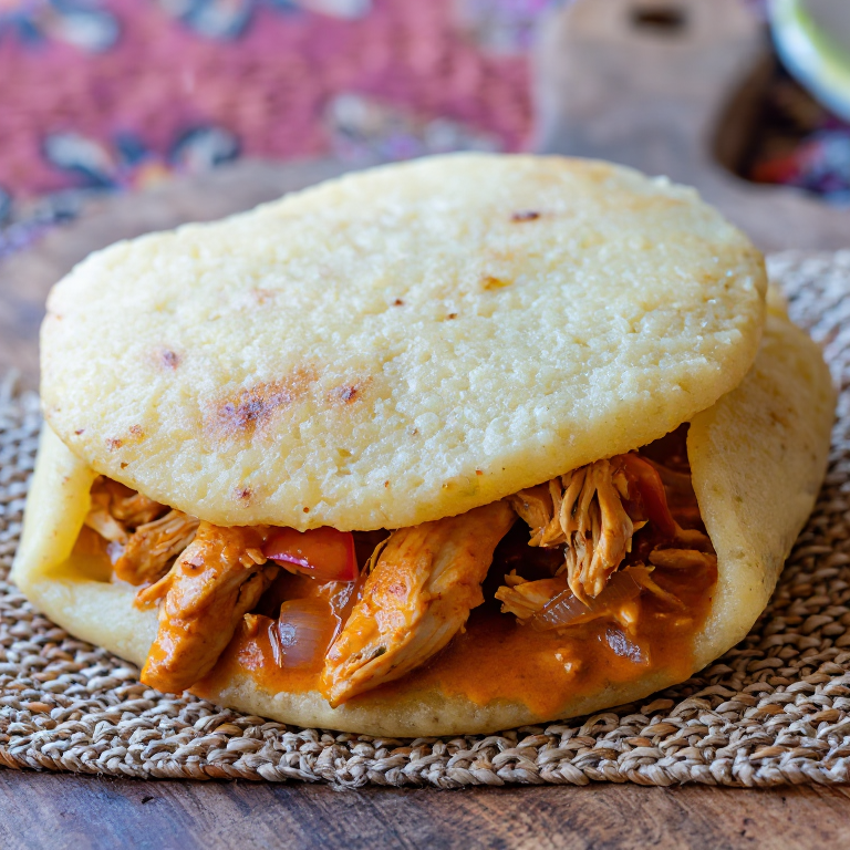 Arepa de Moambe (Pollo en Salsa de Palma)