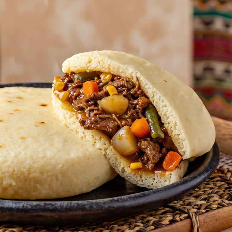 Arepa Rellena de Olla de Carne (Inspirada en Alajuela)