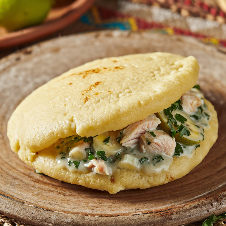 Arepa Rellena de Rondón Limonense (Pescado en Leche de Coco y Plátano)