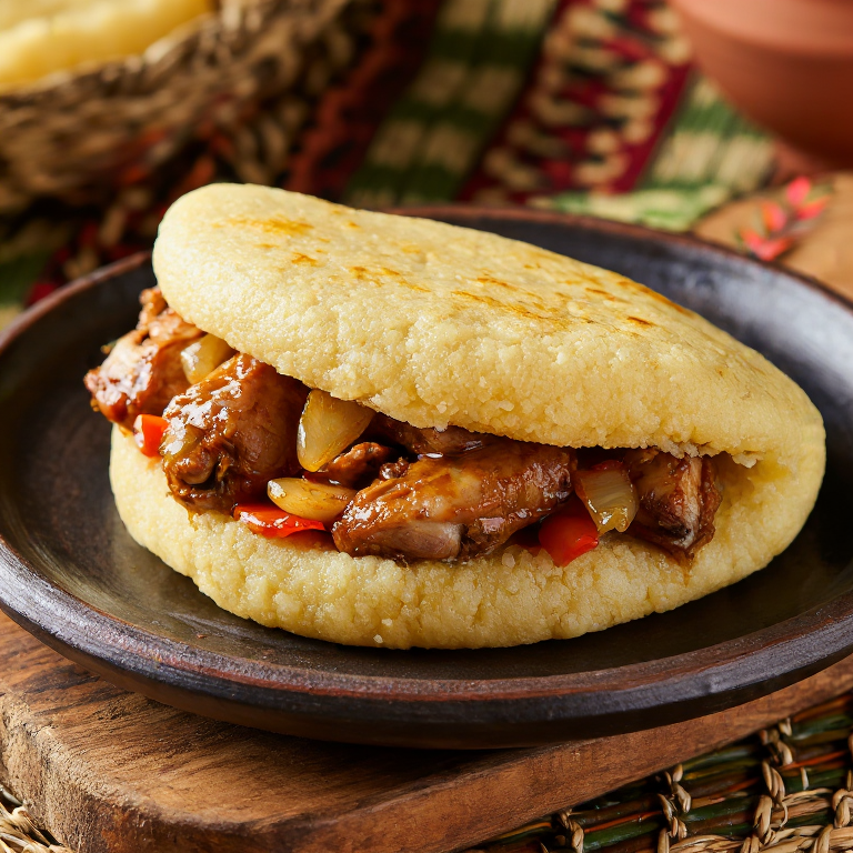 Arepa de Poulet Braisé (Arepa de Pollo Asado Estilo Costa de Marfil)