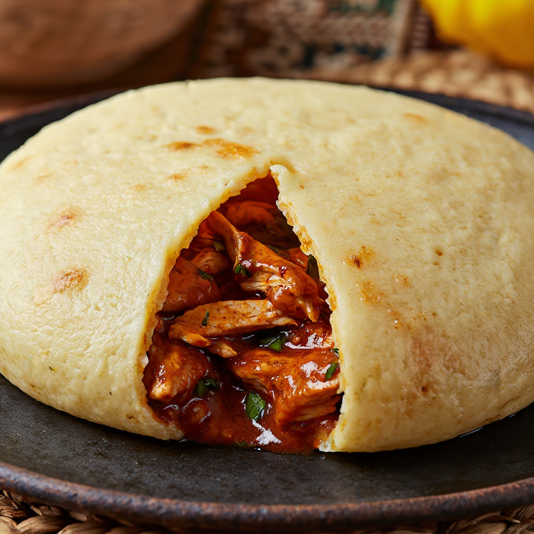 Arepa de Kedjenou (Estofado de Pollo de Costa de Marfil)