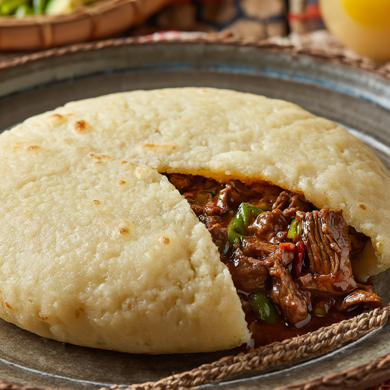 Arepa Rellena de Ropa Vieja (Estilo Bayamo)