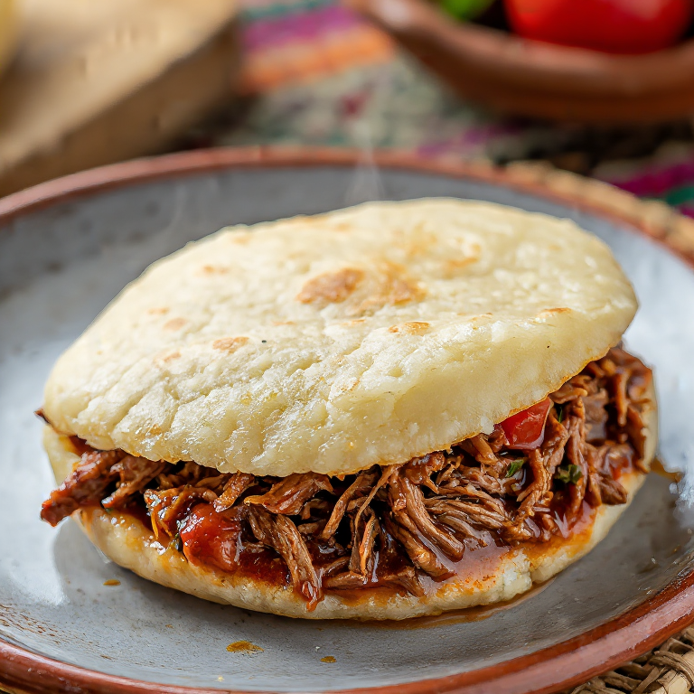 Arepa Rellena de Ropa Vieja Camagüeyana
