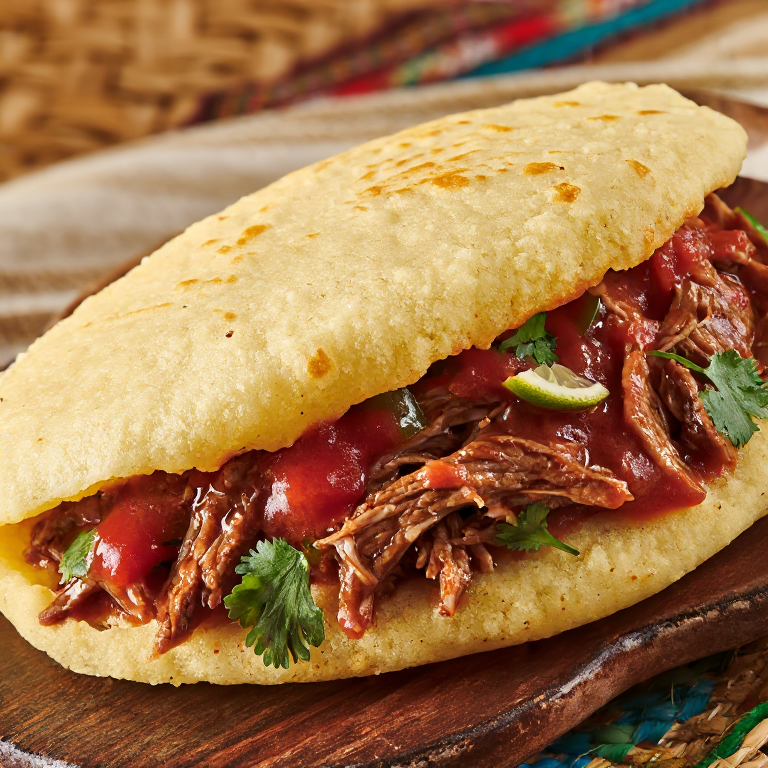 Arepa Rellena de Ropa Vieja (Arepa San Cristóbal)