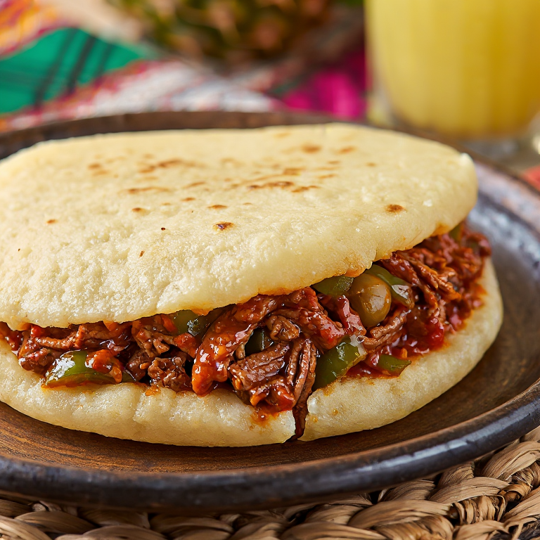 Arepa Rellena de Ropa Vieja