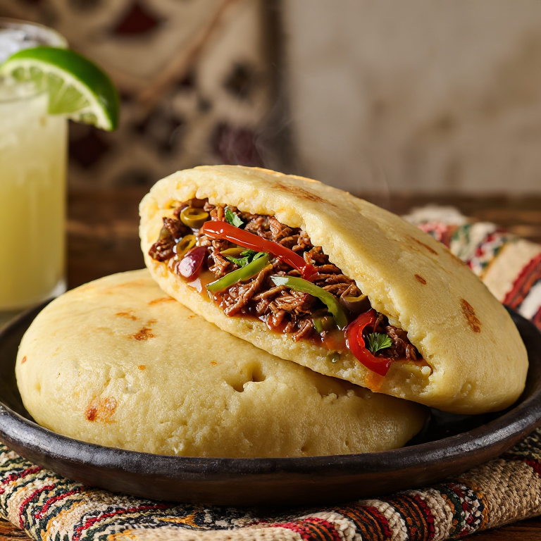 Arepa Rellena de Ropa Vieja Estilo Santiago de Cuba
