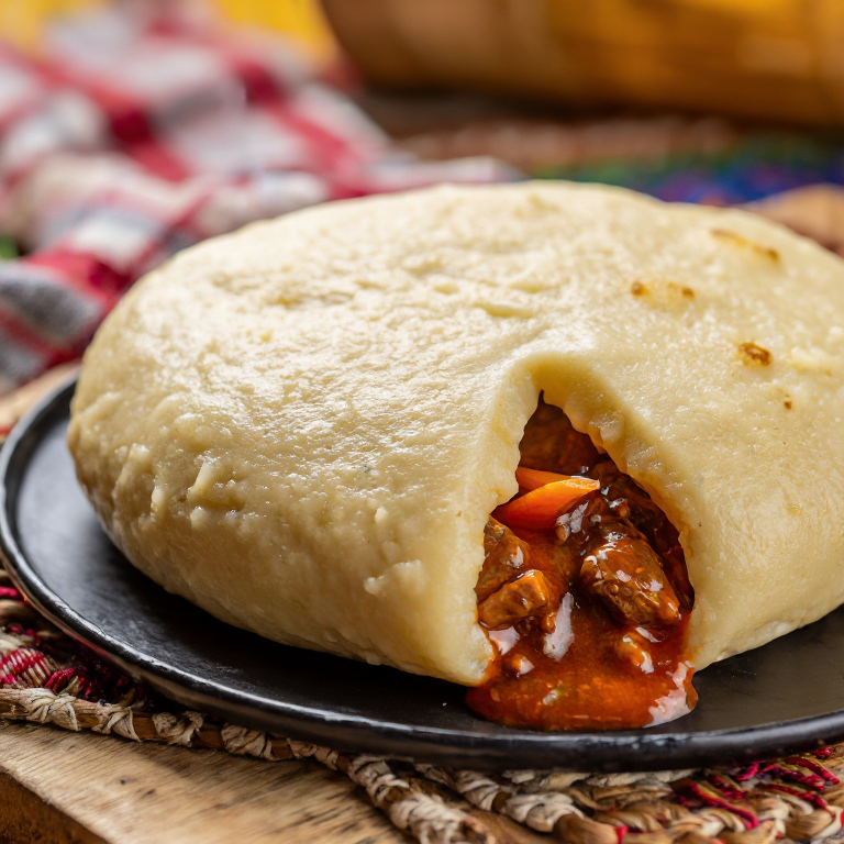 Arepa rellena de svíčková (estilo checo)