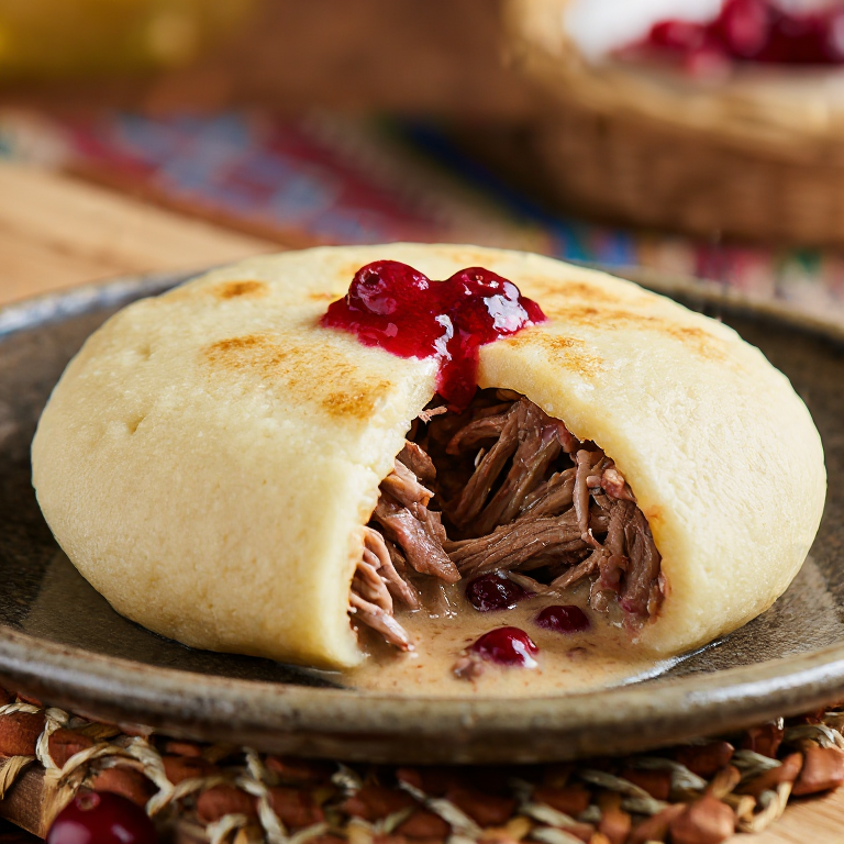 Arepa Svickova: Relleno Cremoso de Res y Arándanos